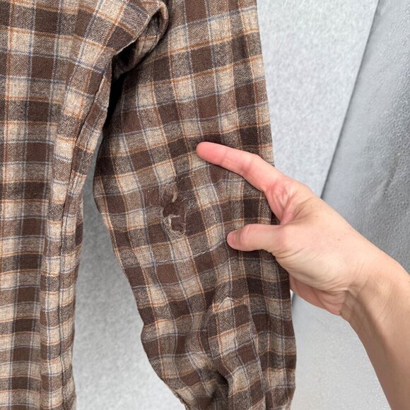Pendleton Mens VTG Button Front Shirt Size L Brown Plaid Woolen Mills USA Oregon - Picture 9 of 13